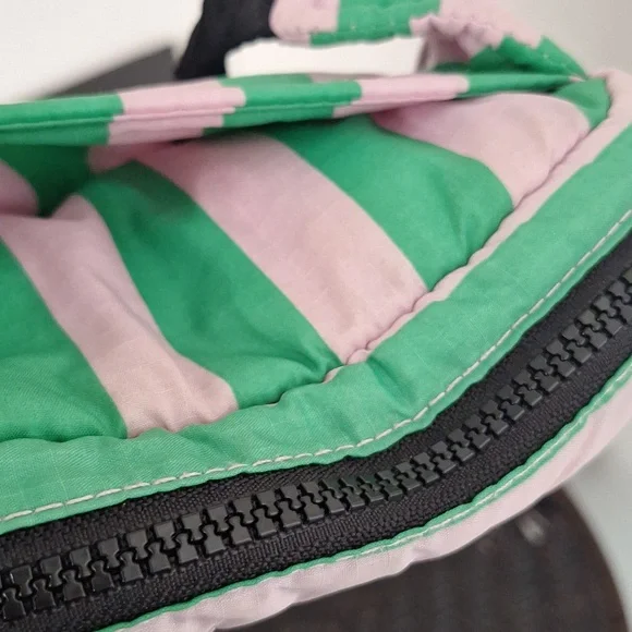 BAGGU Pink Green Awning Stripe Puffy Fanny Pack - Picture 10 of 13